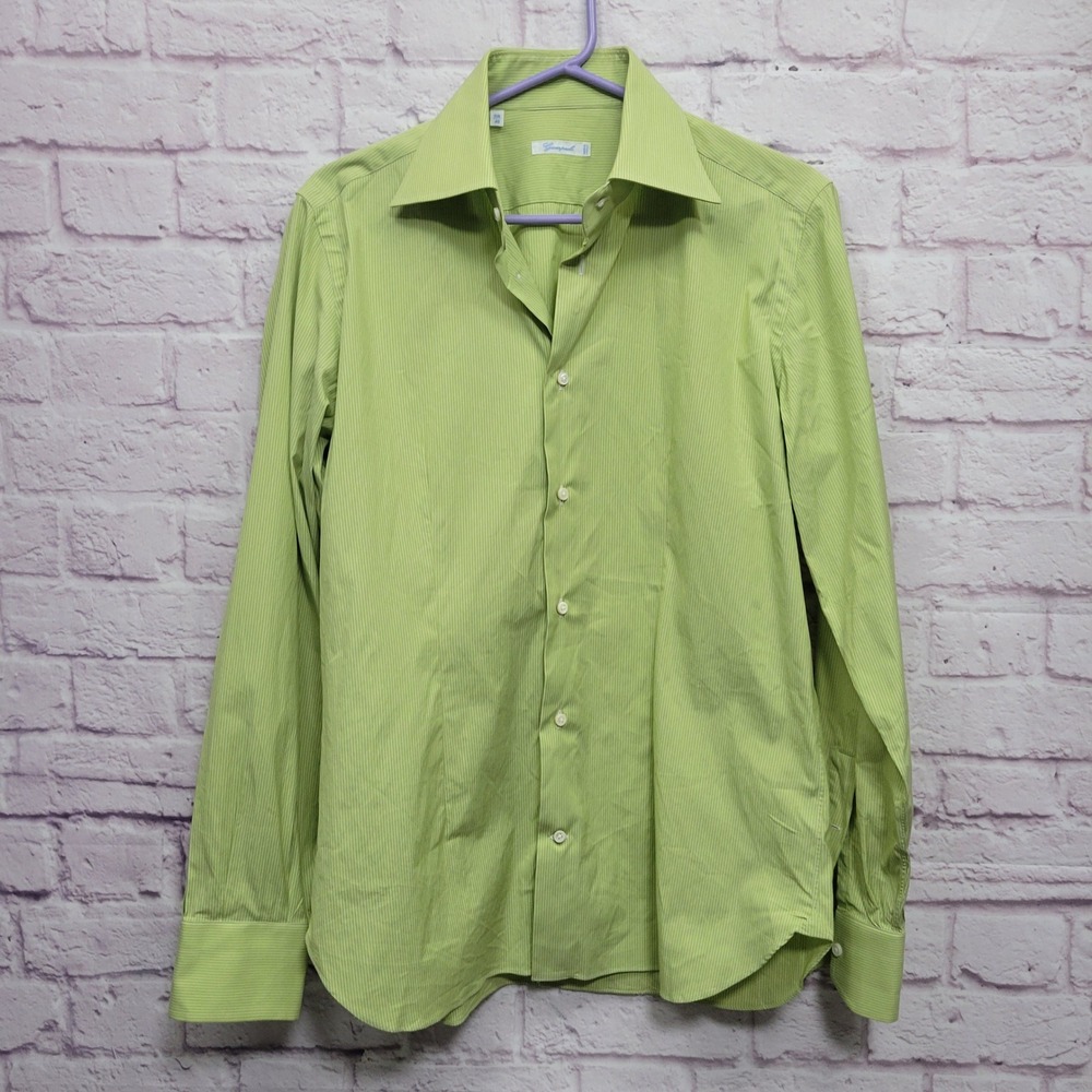 Giampaolo Lime Green Striped Italian Dress Shirt Mens 40-15.75 (L) Made in Italy